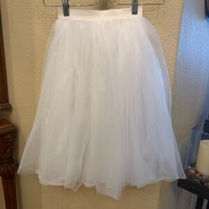 Girls Kids White Tulle Midi Skirt with a Soft Lining Elastic Waistband Size S/M